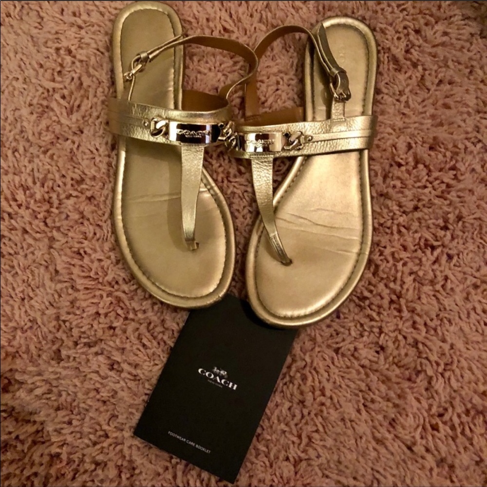 Platinum Gold Coach Sandals